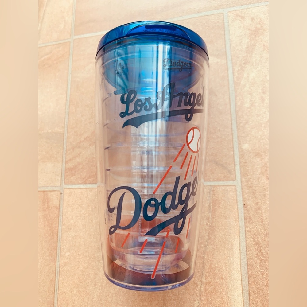 NWOT Los Angeles Dodgers Clear 16 oz Travel Drink Tumbler with Lid